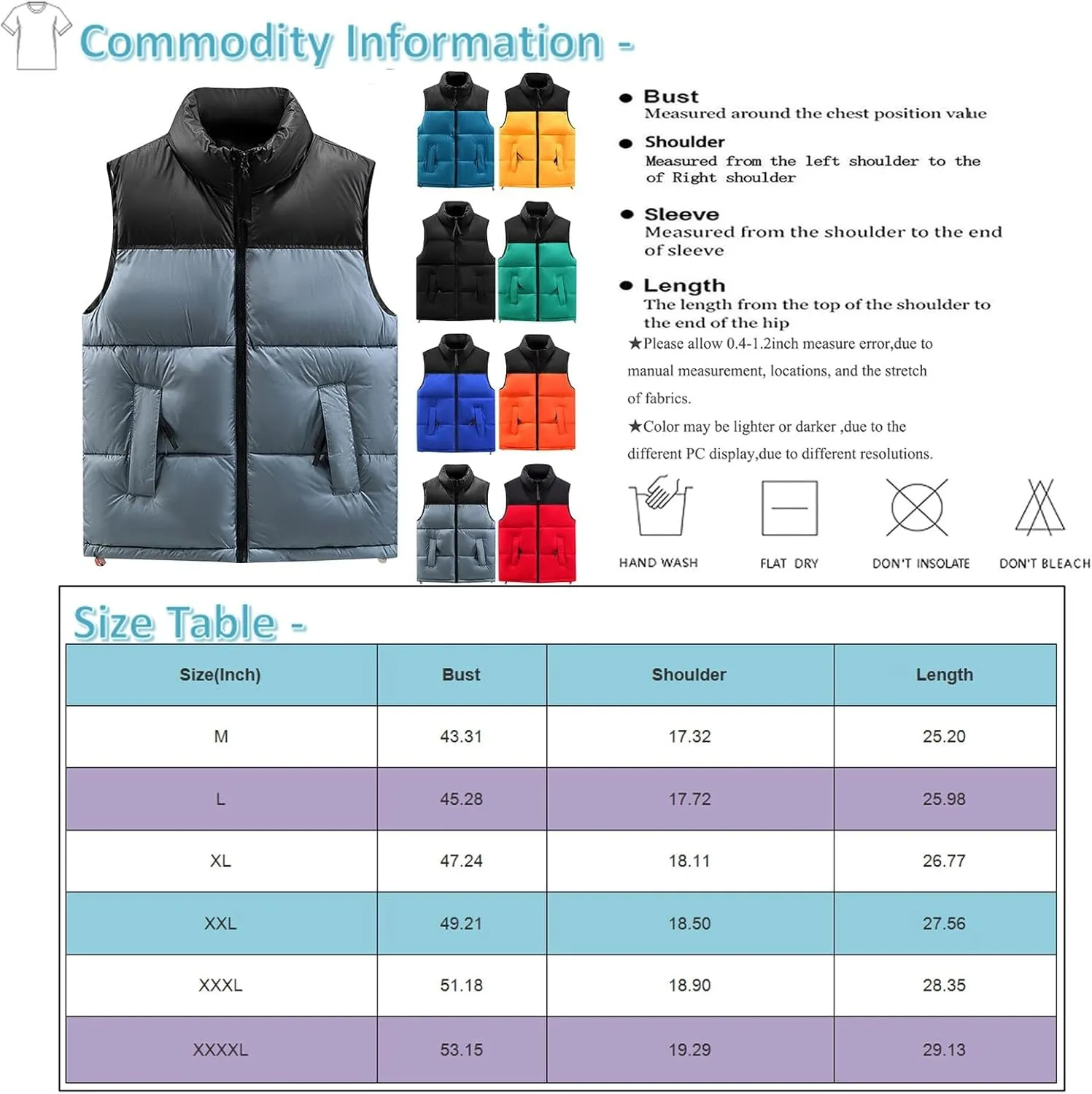 Ymosrh Men's Puffer Down Jackets Alternative Vest Jacket Warm Thicken Winter Coat Outwear for Men, M-4XL