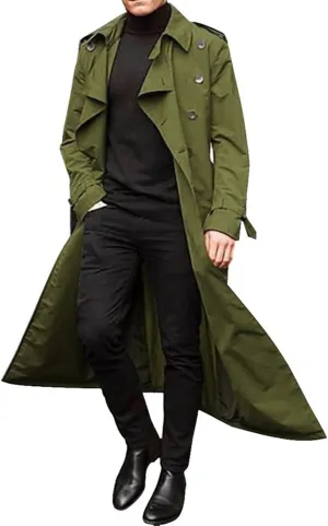 Ymosrh Mens Winter Jackets Men's Long-Slevee Luxury Full Length Trench Coat Long Wool Overcoat Coats for Men