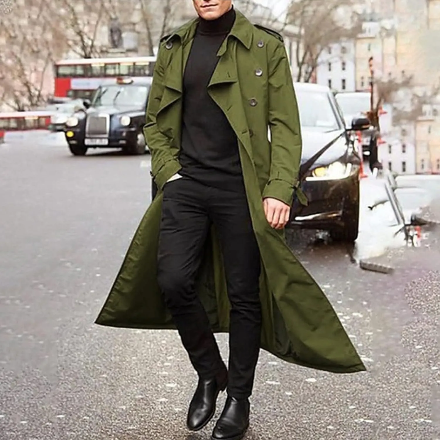 Ymosrh Mens Winter Jackets Men's Long-Slevee Luxury Full Length Trench Coat Long Wool Overcoat Coats for Men