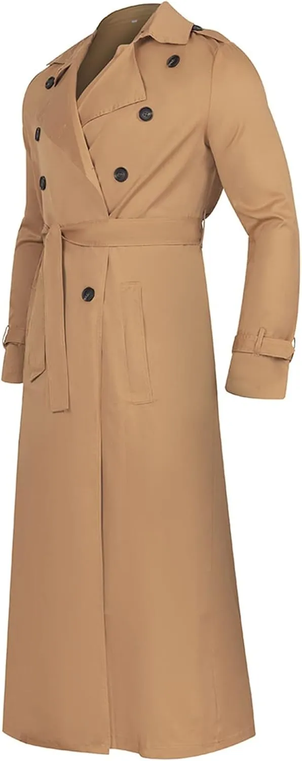 Ymosrh Rain Coats for Men Lightweight Trench Coat Long Overcoat Winter Mens Jackets Outwear