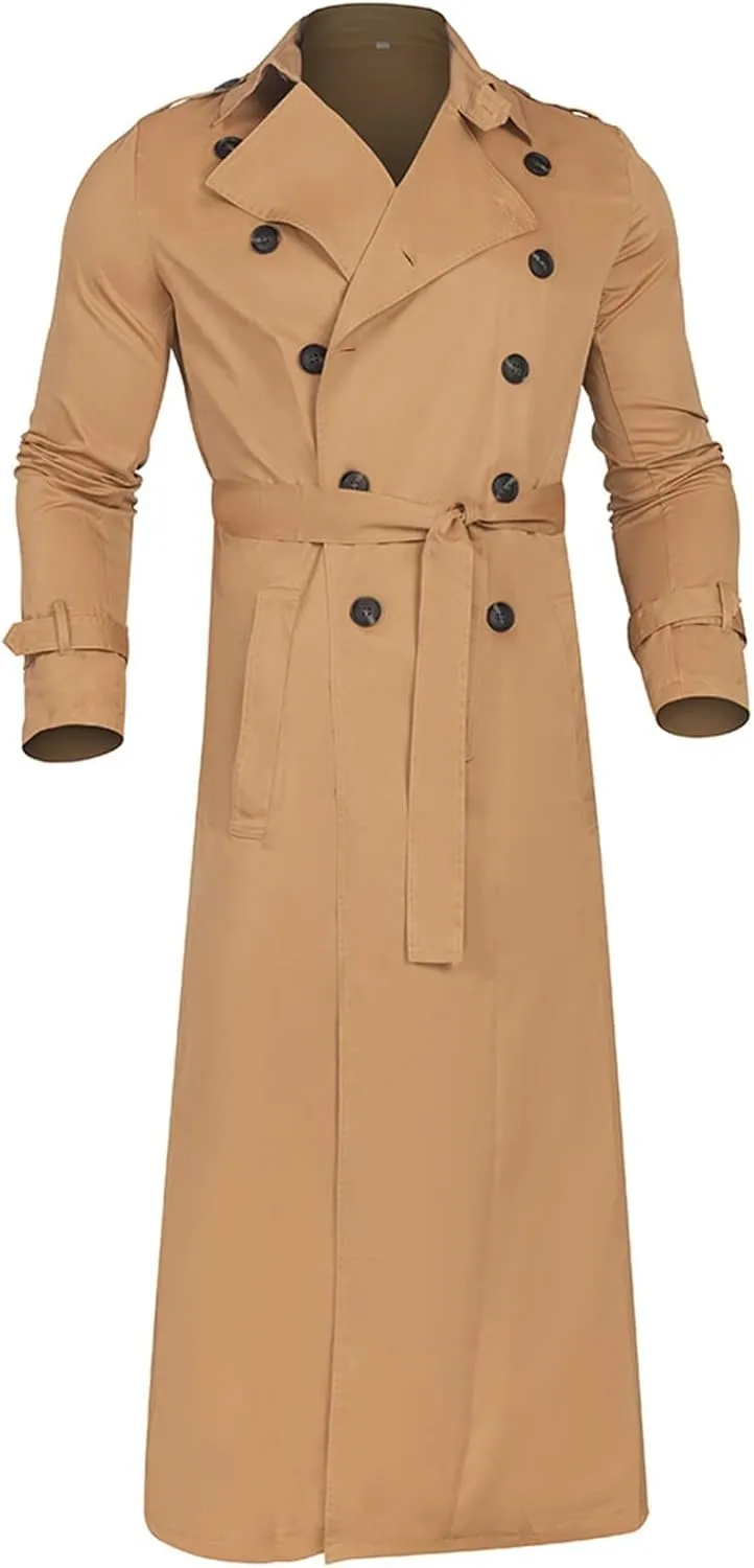 Ymosrh Rain Coats for Men Lightweight Trench Coat Long Overcoat Winter Mens Jackets Outwear