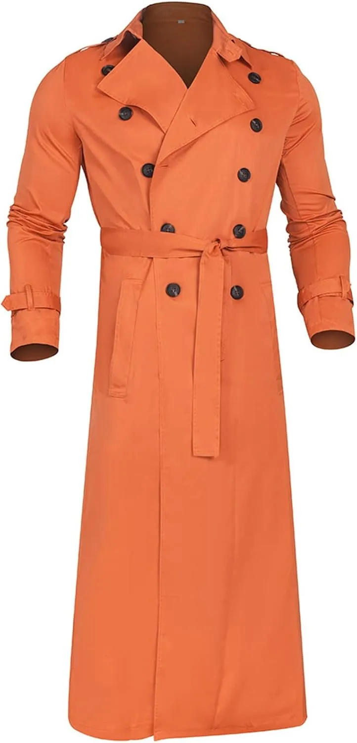 Ymosrh Rain Coats for Men Lightweight Trench Coat Long Overcoat Winter Mens Jackets Outwear