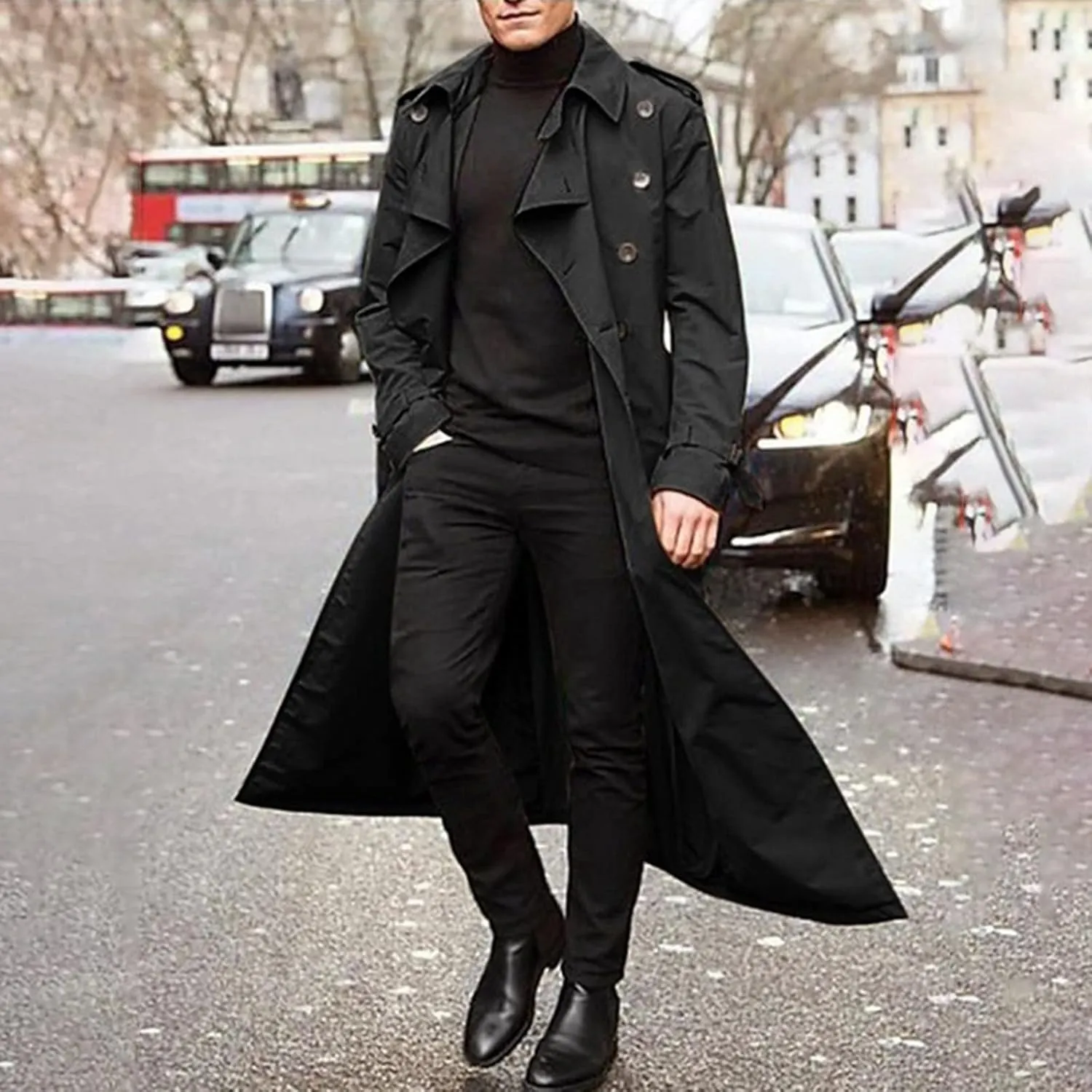 Ymosrh Varsity Jacket Men Men's Long-Slevee Luxury Full Length Trench Coat Long Wool Overcoat Winter Coats