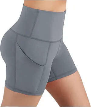 Yoga Shorts for Women High Waist Shorts Hip Lift Stretch Shorts Athletic Workout Running Shorts with Pockets