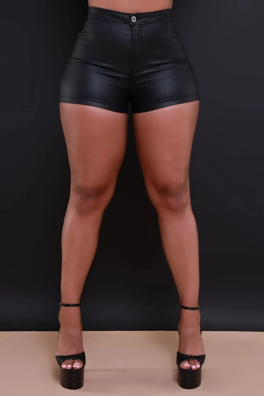 Zebaexf Black Leather Shorts High Waist Sexy Legging Shorts Womens Casual Faux Leather Shorts