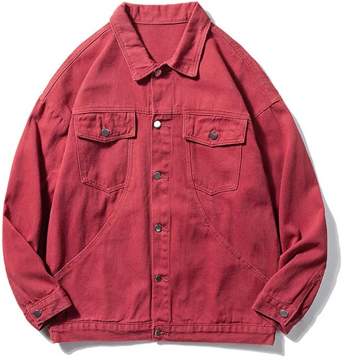 Zeiyignr Mens Denim Jacket Lapel Long Sleeve Button Down Cargo Jackets Classic Jean Jackets Trucker Jacket Casual Denim Coat