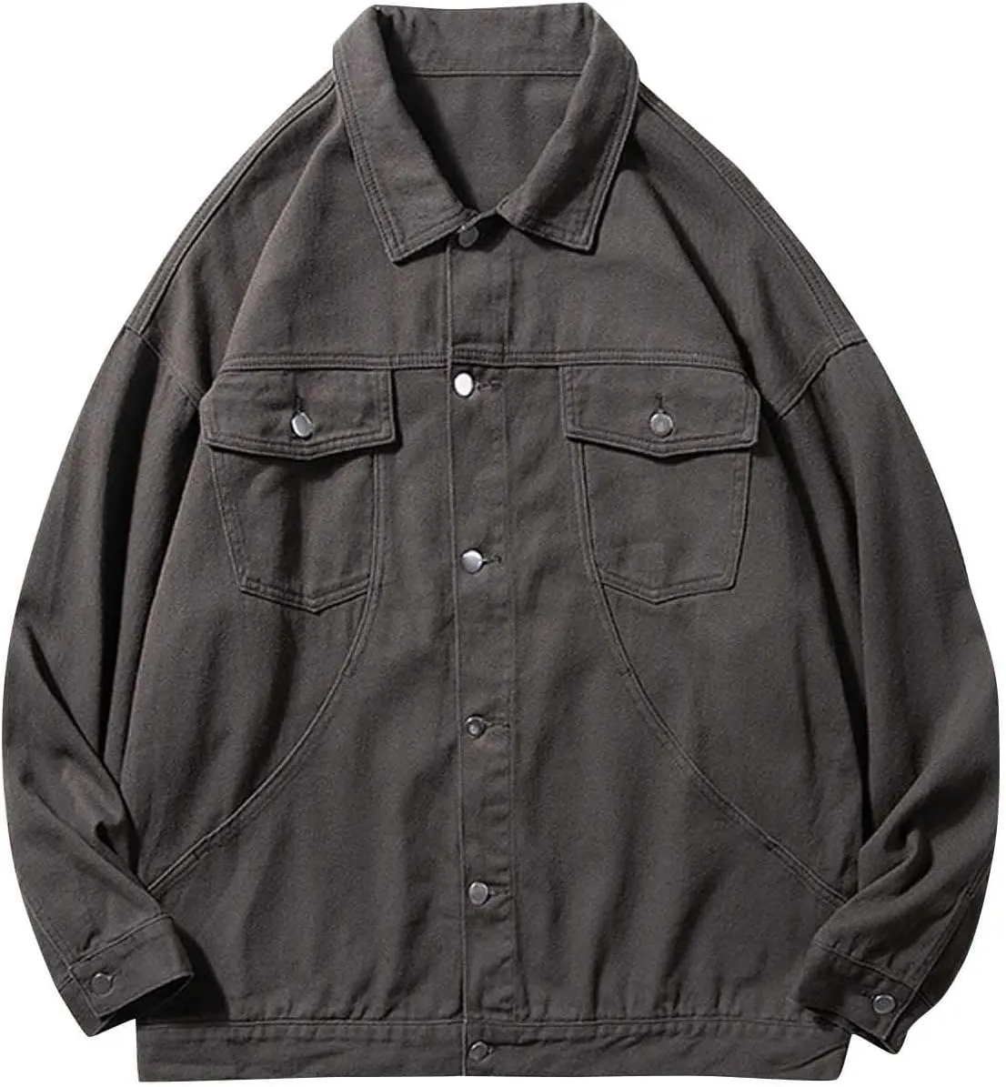 Zeiyignr Mens Denim Jacket Lapel Long Sleeve Button Down Cargo Jackets Classic Jean Jackets Trucker Jacket Casual Denim Coat