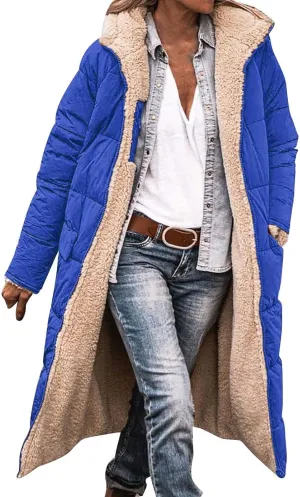 Zip sherpa Coat Down Jacket Hooded Puffer Jacket Lightweight Winter Coat Women Casual Fleece Jacket Coats Long